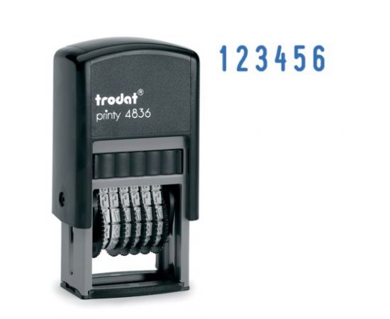 749555 - Нумератор 6-разрядный, оттиск 15х3,8 мм, синий, TRODAT 4836, корпус черный, 53199 (1)