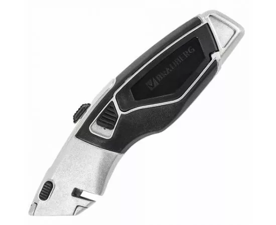 749814 - Нож универсальный мощный BRAUBERG Professional, 4 лезвия в комплекте, автофиксатор, металл, 237160 (1)
