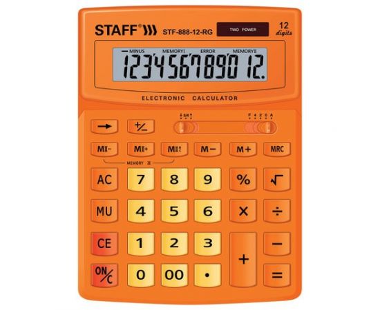 749947 - Калькулятор настольный STAFF STF-888-12-RG (200х150 мм) 12 разрядов, двойное питание, ОРАНЖЕВЫЙ, 250 (1)