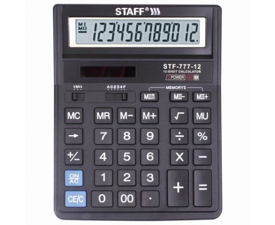 749952 - Калькулятор настольный STAFF STF-777, 12 разрядов, двойное питание, 210x165 мм, ЧЕРНЫЙ (1)