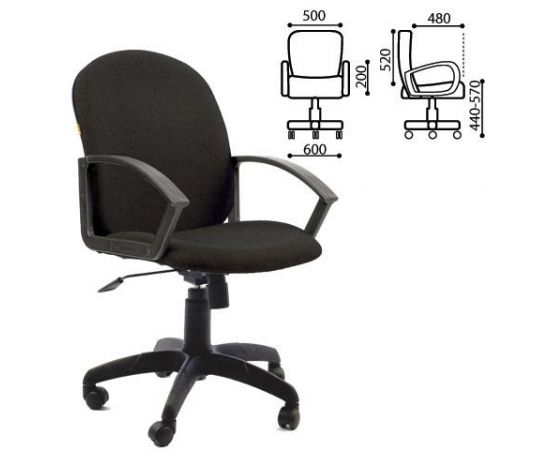 322336 - Кресло офисное Офисное Компакт, СН 681 с подлокотниками, черное (1)