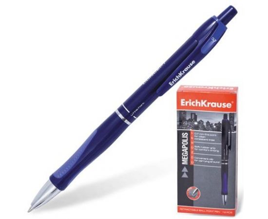 323828 - Ручка шариковая ERICH KRAUSE автомат. Megapolis Concept, 0,7мм, синяя, с рез. вставками 141259 (1)