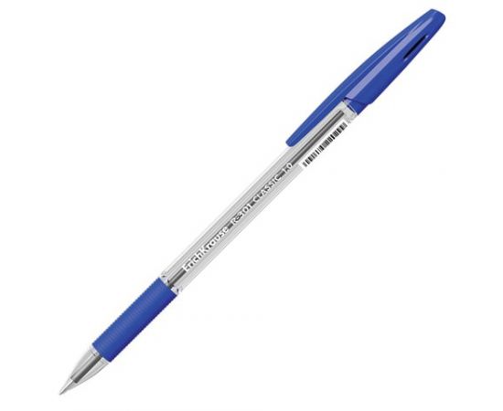 684747 - Ручка шарик. ERICH KRAUSE R-301 Grip корпус прозр. узел 1мм. линия 0,5мм. упор, синяя, 39527 14285 (1)