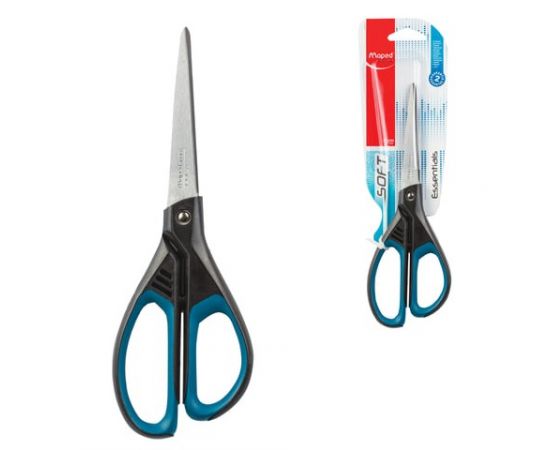 685391 - Ножницы MAPED Essentials Soft, 210 мм, прорез.ручки черно-синие, европодвес, 469210, 468310 232007 (1)