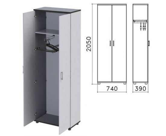 696063 - Шкаф для одежды Монолит (ш740*г390*в2050 мм), цвет серый, 640179 (1)