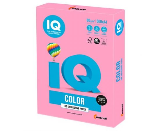 744100 - Бумага цветная IQ color, А4, 80 г/м2, 500 л., пастель, розовая, PI25 (1)