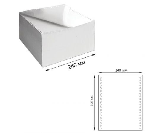 744133 - Бумага самокопирующая с перфорацией белая, 240х305 мм (12), 2-х слойная, 900 комплектов, белизна 90 (1)