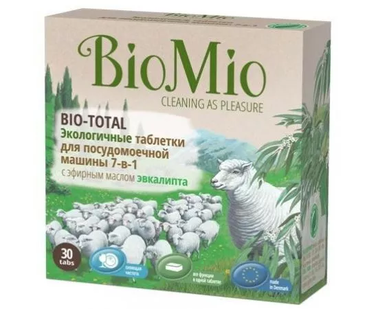 566941 - BioMio Таблетки д/посудомоечной машины 30шт/уп Bio-Total с эфирн. маслом эвкалипта, экологичн. (1)