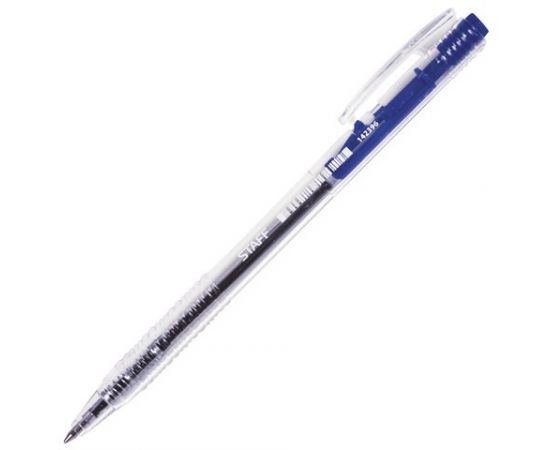 664757 - Ручка шарик. автомат. STAFF, корпус прозр., узел 0,7мм, линия 0,35мм, синяя 142396 (1)