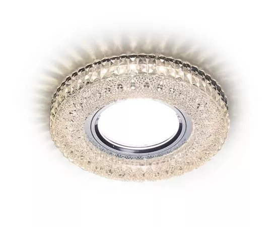 778158 - Ambrella встр. MR16 GU5.3 св-к с св/д подсв. S271 CL/WW хром/прозрачный MR16+3W(св/д WARM) (1)