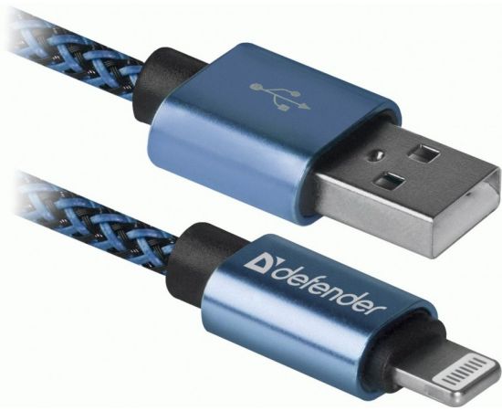 773110 - Кабель USB(A)шт. - 8pin шт. (Apple) ACH01-03T PRO USB2.0 Синий, AM-LightningM,1м,2.1A,Defender,87811 (1)