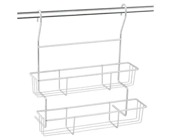 797769 - Полка д/кухни 2-х ярусн навесная FORTUNA PR-06, 28,5*14*30,5см,на рейлинг, хром.металл, 8439 Mallony (1)