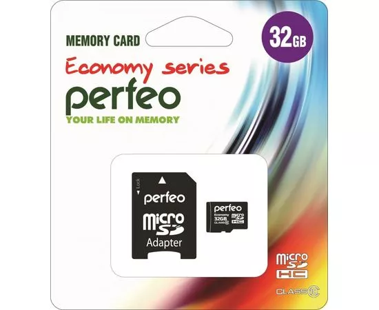 676755 - Флэш-карта (памяти) MicroSDHC 32Gb class10 Perfeo адаптер economy PF32GMCSH10AES (1)
