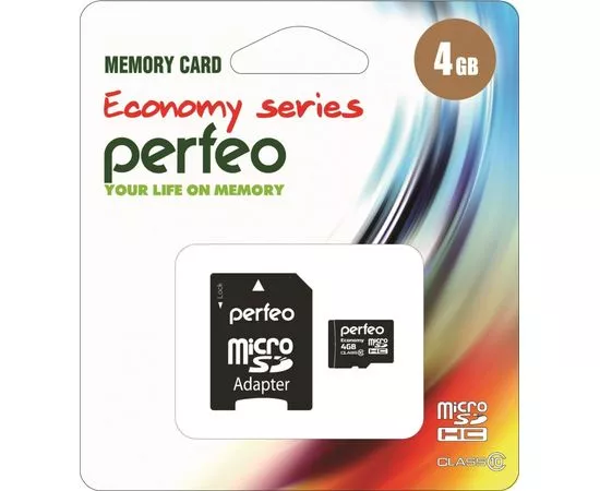 676757 - Флэш-карта (памяти) MicroSDHC 4Gb class10 Perfeo адаптер economy PF4GMCSH10AES (1)