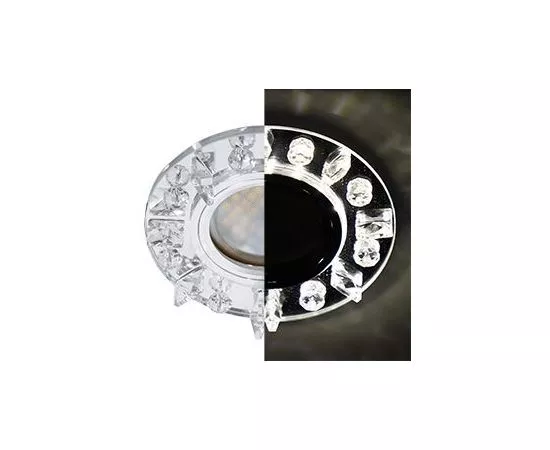 677059 - Ecola MR16 GU5.3 LD1661 св-к Стекло Круг квадр.стразы подсветка 4K Хром-зерк. 42x95 SK16RNEFB (10!) (1)