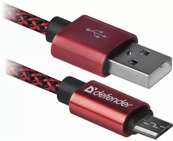 773100 - Кабель USB(A)шт. - microUSBшт. USB08-03T PRO USB2.0 Красный, AM-MicroBM, 1м, 2.1A, Defender, 87801 (1)