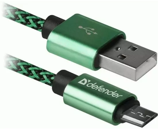 773103 - Кабель USB(A)шт. - microUSBшт. USB08-03T PRO USB2.0 Зеленый, AM-MicroBM, 1м, 2.1A, Defender, 87804 (1)