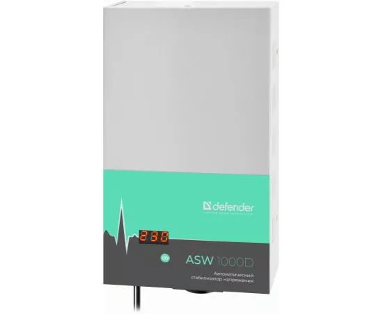 786342 - Defender стабилизатор напр. релейный тип ASW 1000D настенный 600Вт толщина 65мм, 1 розетка, 99045 (1)