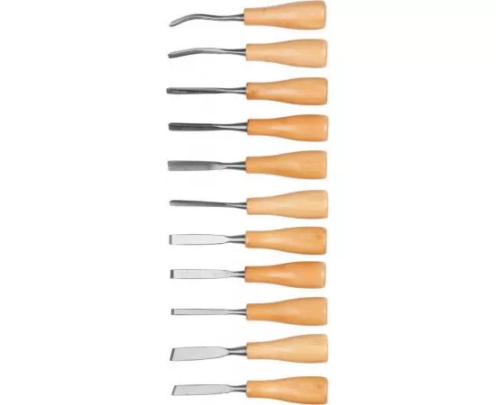 544765 - Набор DEXX: Стамески фигурные МИНИ с деревянной ручкой, 11шт (1)