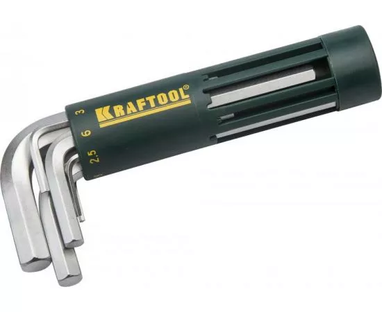 544838 - Набор KRAFTOOL Ключи EXPERT имбусовые короткие, Cr-Mo сталь, держатель-рукоятка, HEX 2-10мм, 8 пре (1)