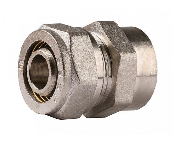 550167 - Соединитель ЗУБР с внутренней резьбой, цанга-гайка, 1/2х20х2,0 мм, никель (1)