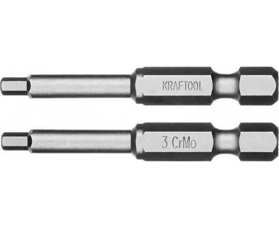627439 - Биты KRAFTOOL ЕХPERT торсионные кованые, обточенные, Cr-Mo сталь, тип хвостовика E 1/4, HEX3, 50м (1)