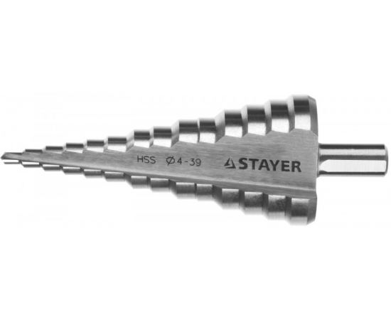 639908 - Сверло STAYER MASTER 14-ступен. по мет., сталь HSS, d4-39,L -113 мм, 3-хгран.хв. 10мм (1)