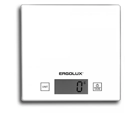686287 - Весы кухон. эл. ERGOLUX ELX-SK01-С01 белые, до 5 кг, 15*15см, ЖК дисплей, 1хCR2032 (1)