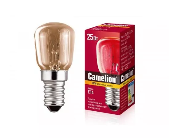 689254 - Camelion лампа накаливания для шв.машин E14 25W(180lm) прозрачная 58x26 25/P/CL/E14 (1)