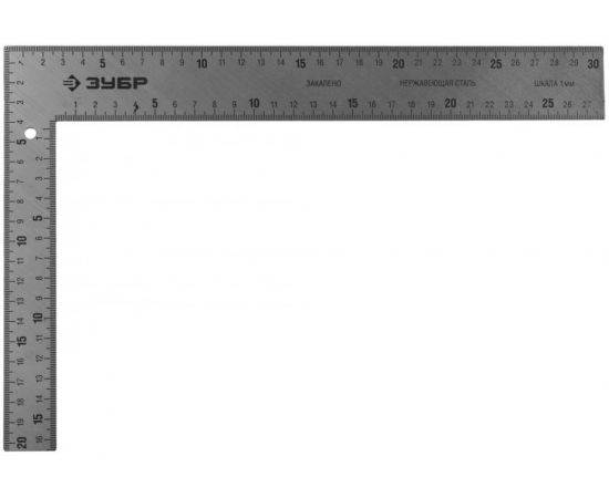 548333 - Угольник ЗУБР ЭКСПЕРТ плотницкий цельнометалл, гравирован шк (шаг 1мм), 300х200мм) zu3434-30 (1)