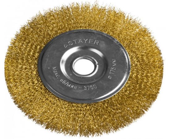 639189 - STAYER PROFESSIONAL. Щетка дисковая д/УШМ, витая стальная латунирован проволока 0,3мм, 175ммх22мм (1)