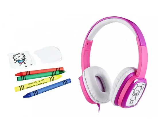 786205 - Наушники накладные HARPER KIDS HN-302 Pink, встр. микрофон, кейс, плоск провод, розовые (1)
