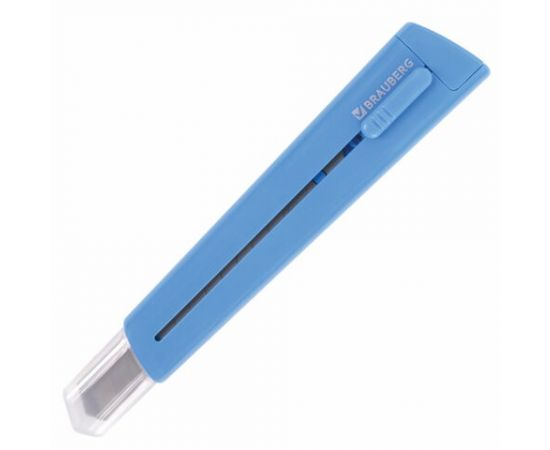 749796 - Нож канцелярский 9 мм BRAUBERG Delta, автофиксатор, цвет корпуса голубой, блистер, 237086 (1)