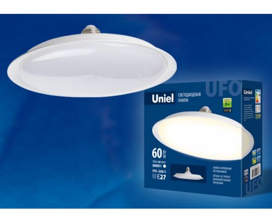 699167 - Лампа св/д Uniel UFO U270 E27 60W(4800lm 120°) 3000К 2K матовая 270x80 LED-U270-60W/3000K/E27/FR (1)