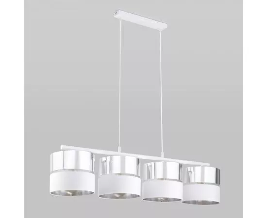 734529 - TK Lighting св-к подвесной 4x60W E27 950x200x1100 белый/хром белый Hilton Silver 4177 (1)