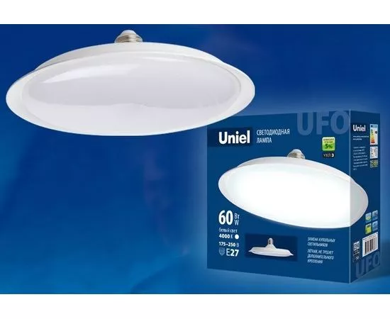 699168 - Лампа св/д Uniel UFO U270 E27 60W(4800lm 120°) 4000К 4K матовая 270x80 LED-U270-60W/4000K/E27/FR (1)