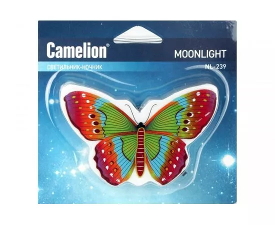 702702 - Camelion NL-239 ночник св/д 0.5W 80х70x60 Бабочка, 220V пластик/выкл. (1)