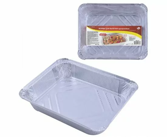 799544 - Форма д/выпечки однор,н-р2шт/уп,цена за уп,3180мл,30*24*5см(кратность 4шт!!!),алюм МО8-105 Мультидом (1)