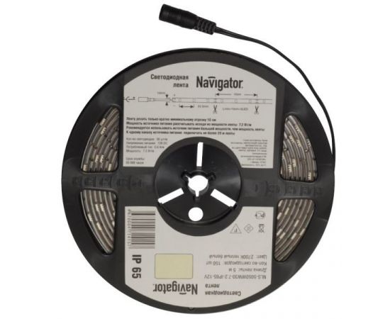 642286 - Navigator Лента св/д 12V 7.2W/m 30LED/m IP20 3000K 2K 5м NLS-5050WW30-7.2-IP65-12V(ц.за1м)(5!)71415 (1)