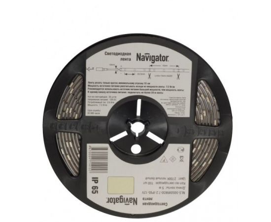 642293 - Navigator Лента св/д 12V 14.4W/m 60LED/m IP65 бел3000K 2K5м NLS-5050WW60-14.4-IP65-12V(ц.за1м)(5!)71 (1)