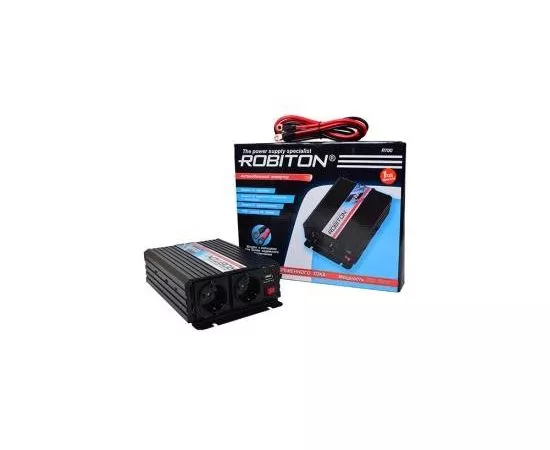554955 - Автомобильный инвертор Robiton R700 DC/AC 12V-220V, 700W, с USB вых, 2 евророзетки, 12173 (1)