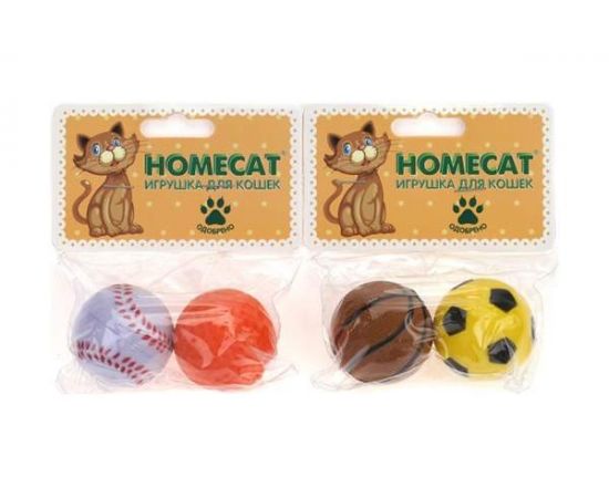 727589 - Игрушка для кошек Мячи спортивные 4см (2шт/уп) HOMECAT CT14100 (1)