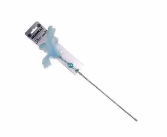 761287 - Игрушка для кошек Дразнилка из перьев 50см голубая HOMECAT SILVER SERIES FPM1121B (1)