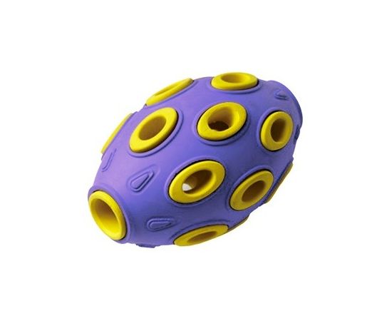 805746 - Игрушка для собак резиновая Мяч регби 7,6*12см фиолетово-желтый HOMEPET 145Y010PY (1)