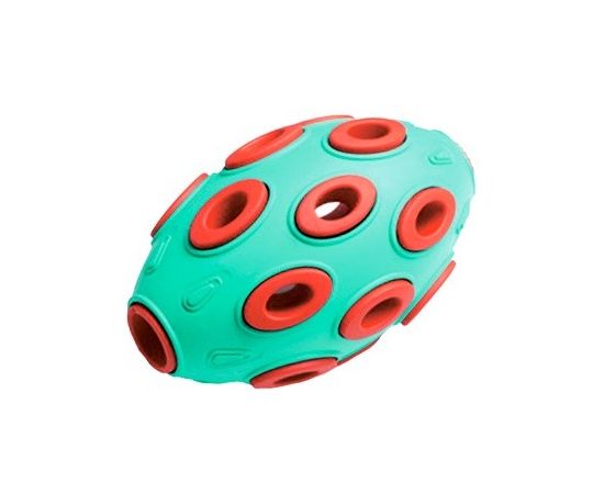 805747 - Игрушка для собак резиновая Мяч регби 7,6*12см бирюзово-красный HOMEPET 145Y010TR (1)