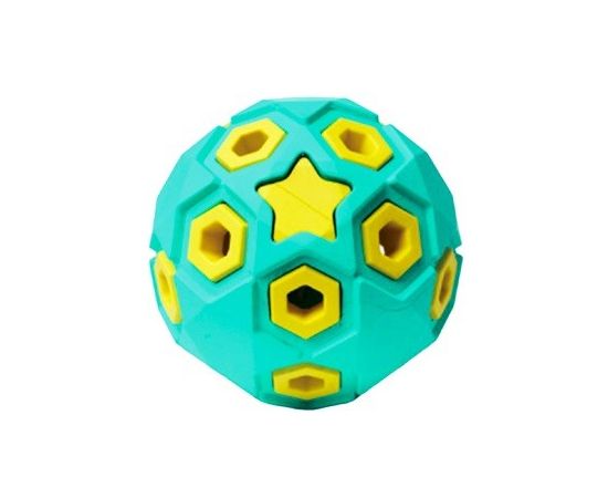 805749 - Игрушка для собак резиновая Мяч 8см звездное небо бирюзово-желтый HOMEPET 145Y009TY (1)