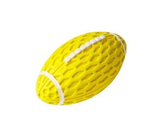 805760 - Игрушка для собак резиновая Мяч регби с пищалкой желтый 14,5*8,2*7,9см HOMEPET Y000278Y (1)
