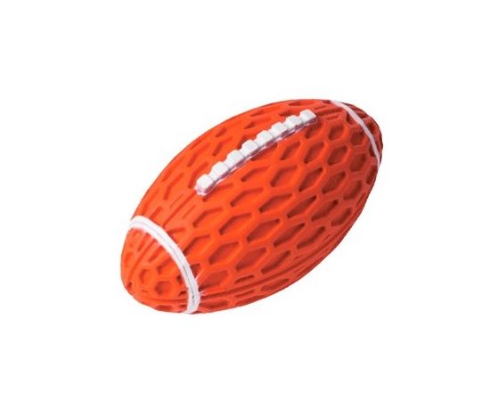 805761 - Игрушка для собак резиновая Мяч регби с пищалкой красный 14,5*8,2*7,9см HOMEPET Y000278R (1)