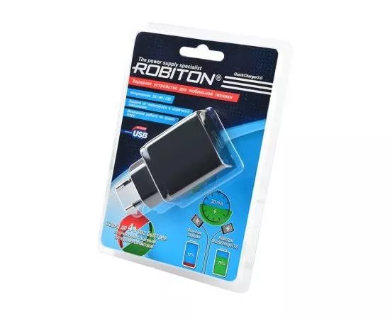 647994 - Сет. адаптер/зарядник/блок пит. Robiton 220V-5V QuickCharger3.0 + MicroUSB, 1м BL1, 14721 (1)