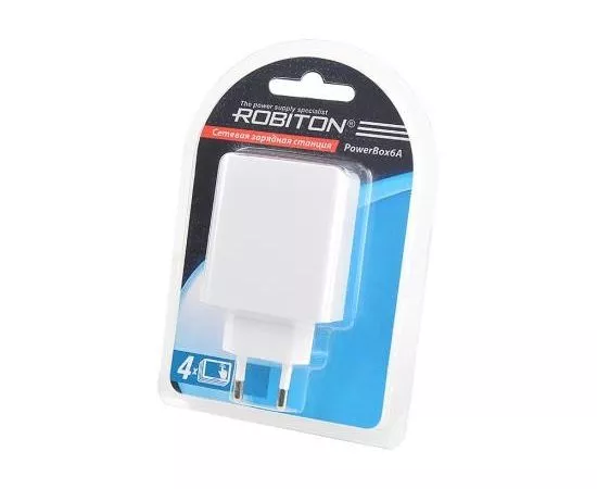 673091 - Зарядная станция Robiton PowerBox6A, 4 USB, max 3,6Ah 1 порт, BL1, 15399 (1)